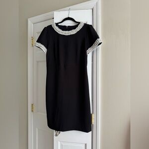 Betsy Johnson Elegant Black Dress with Pearl Accents